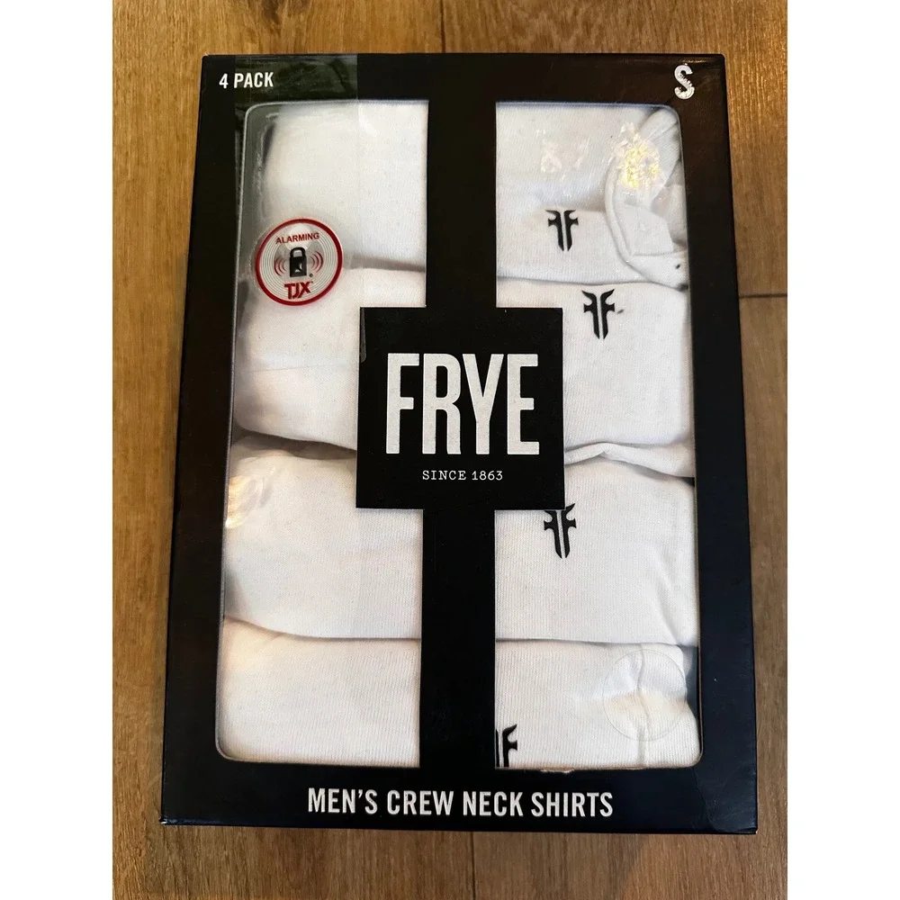 Frye Mens 4 Pack Crew Neck T-Shirts White Cotton Blend Size Small FR26167AS-WH